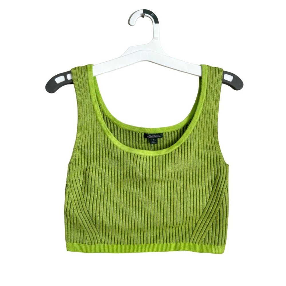 NEW Wild Fable Women's Square Neck Cropped Sweater Tank Lime Green Size M